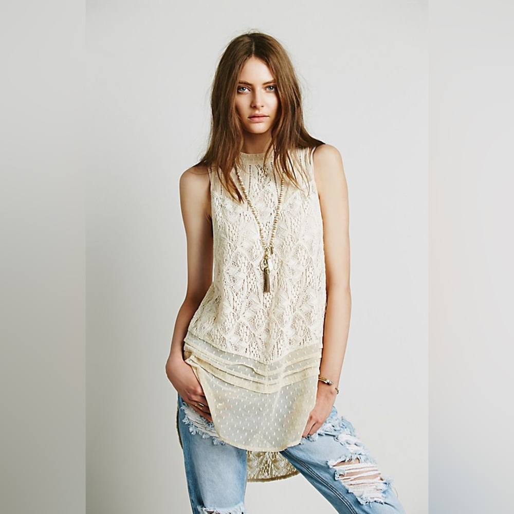 Free People Maise Modern Mesh lace tank tunic
